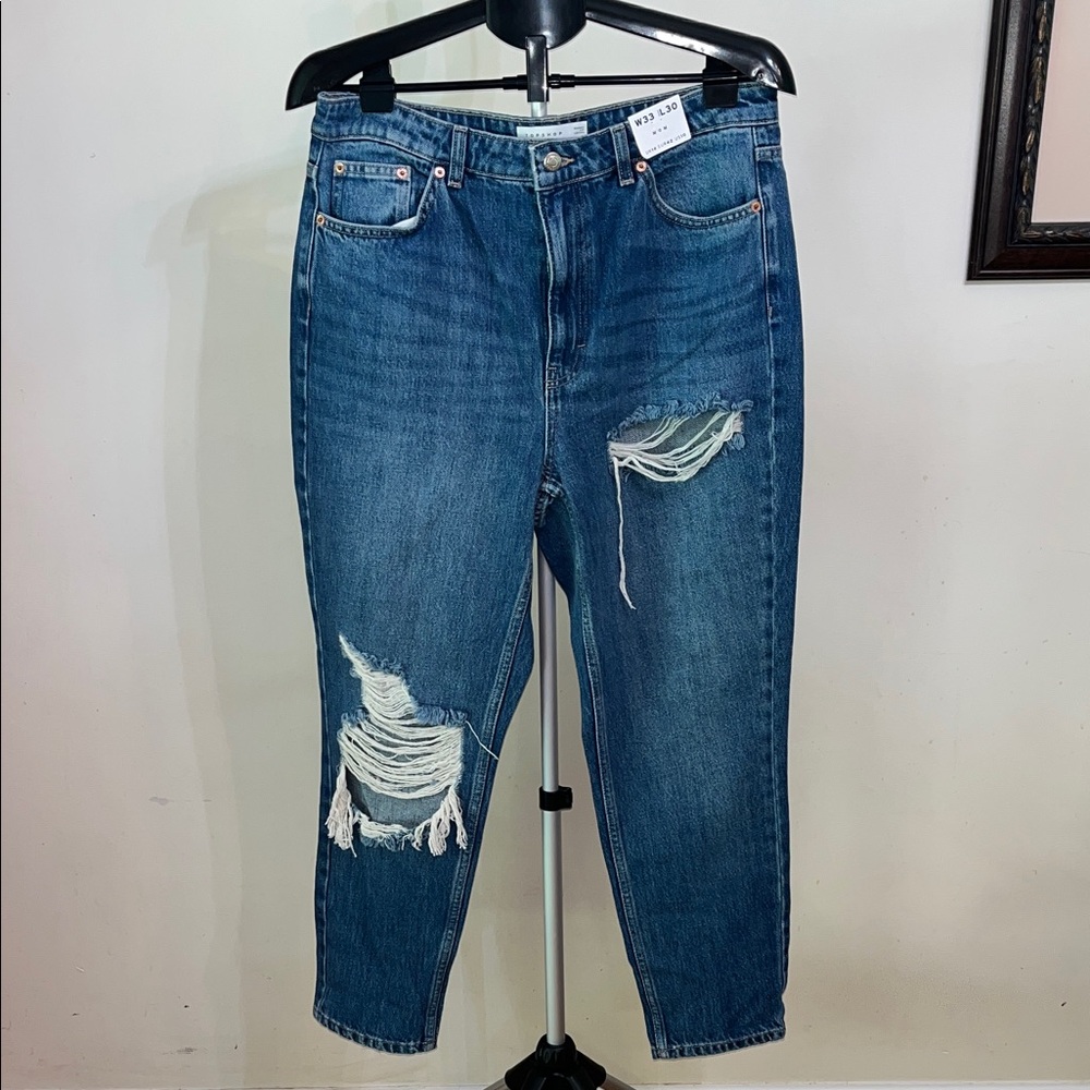 NWT Topshop Distressed Mom Jeans